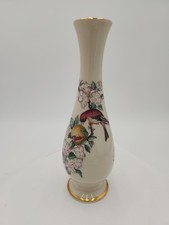Lenox Serenade Bud Vase 8” Bird & Floral Cream Porcelain Made in USA Gold Trim