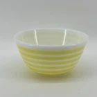 Vintage Pyrex 402 Yellow White Stripe Nesting Mixing Glass Bowl VGC 1 1/2 Quart