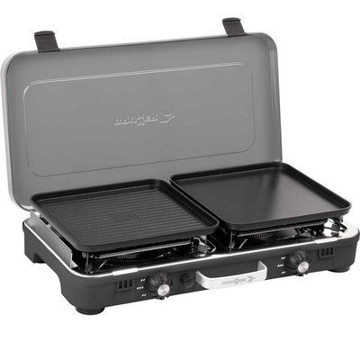 BRUNNER POWERKOOK GP Gaskocher Campingkocher 2-flammig mit 2 Grillplatten 