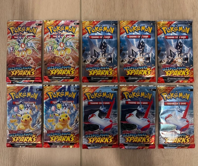 Pokémon Scarlet & Violet Surging Sparks Booster Packs Lot of 10 Full Art Set NEW