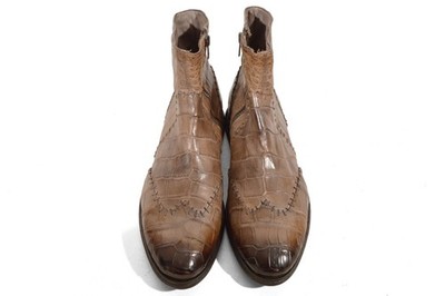 3200$ RAPARO genuine CROCODILE Boots chelsea ZIP shoes zilli UK8/US9/42 authentc