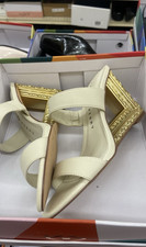 Katy Perry Ivory Gold Block Heel Women's Sandals with Straps