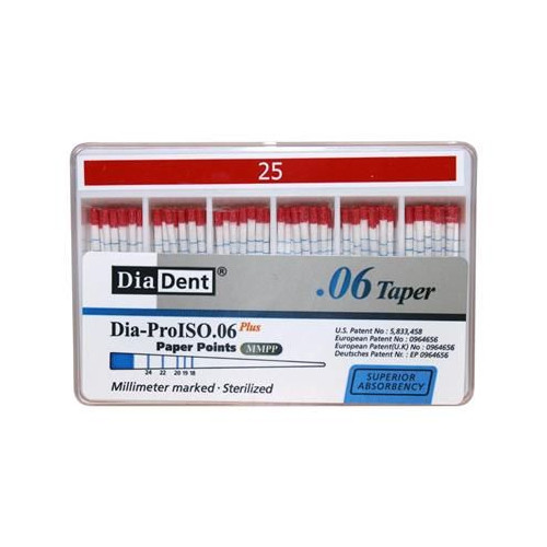 DiaDent MP212-605 Dia-ProISO GT Absorbent Paper Points .06 Spillproof #25 100/Bx