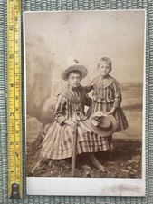 Cabinet Card Photo 2 Children Girls Victorian Portrait c1890 Original Photograph