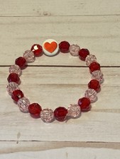 Valentine Heart Beaded Bracelet Girls Kids Jewelry Handmade Valentine Gift