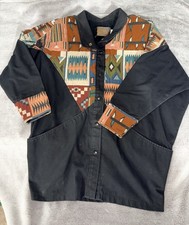 Vintage DAVID JAMES Chore Jacket Womens Med Ranch Coat Southwest Aztec Tapestry