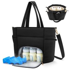 Wearable Breast Pump Bag for Working Mom, Breastmilk Cooler Tote Bag with Ins...