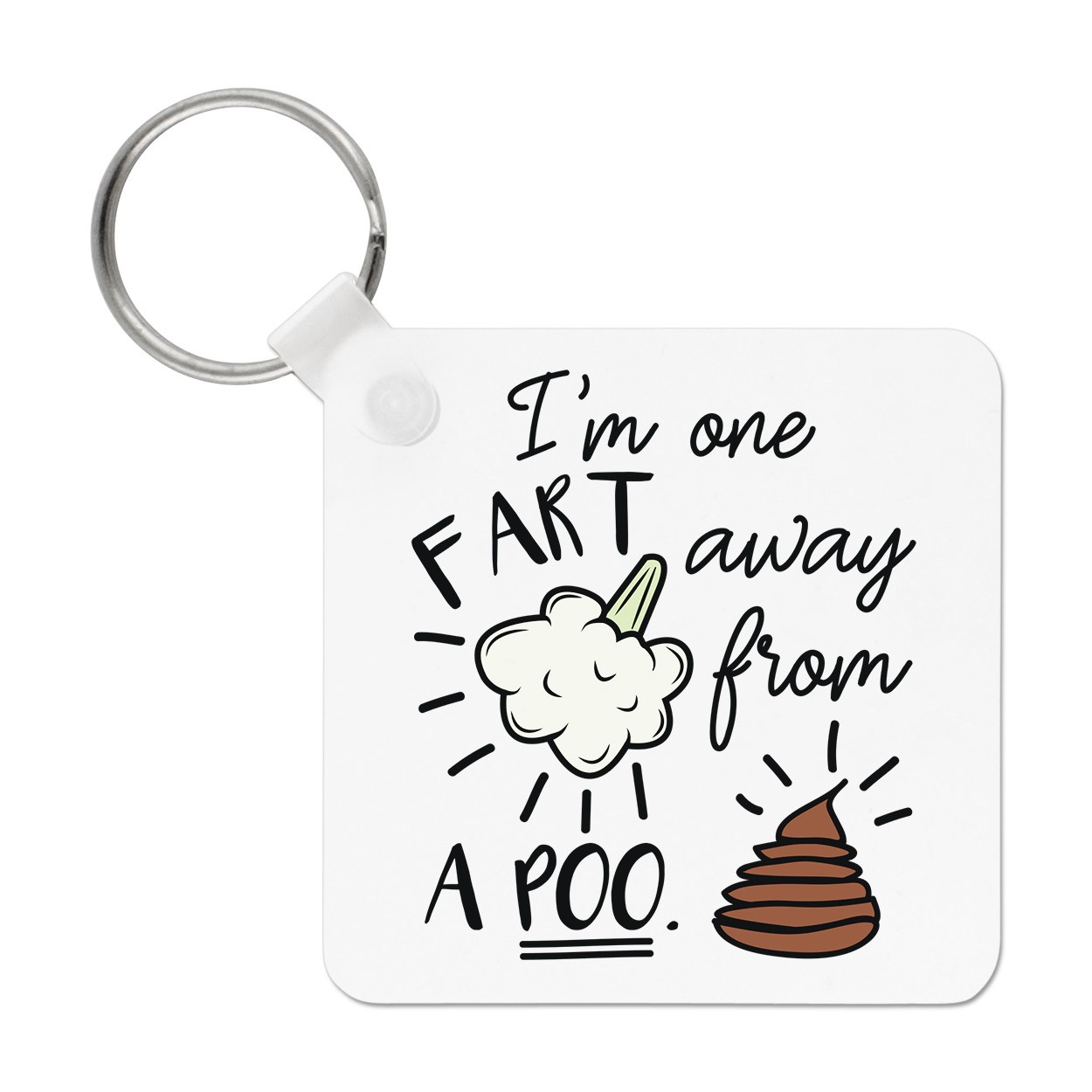 I'm One Fart Away From A Poo Keyring Key Chain - Funny Joke Poop
