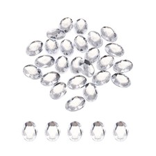 25Pcs Acrylic Oval Gems 18x25 mm Flat Back Rhinestones DIY White
