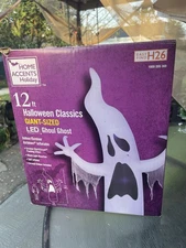 Air Blown Home Accents Holiday 12 FOOT Tall led GHOUL GHOST BLACK LIGHT REACTIVE