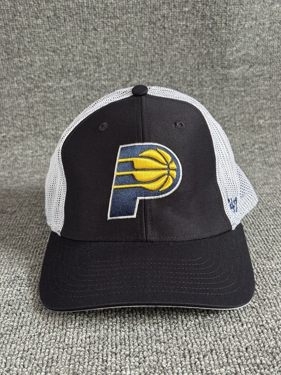 47 Brand Indiana Pacers Trucker Snapback Hat Navy White NBA One Size