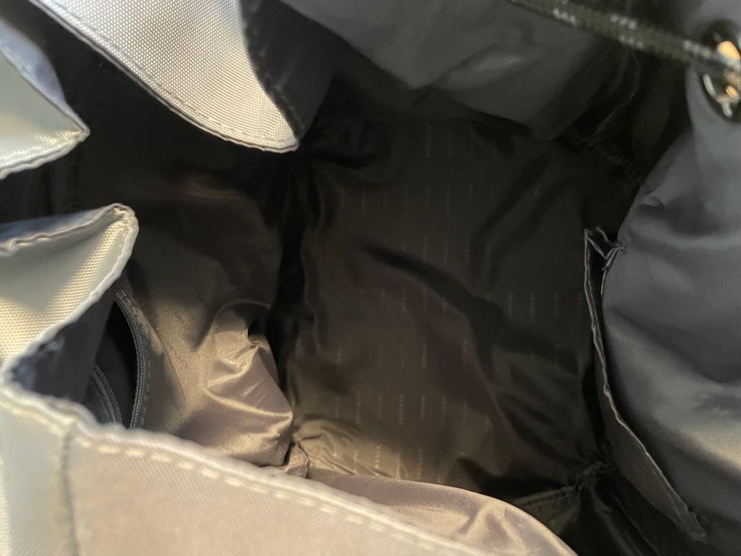 VERSACE PARFUMS Gray Synthetic Drawstring Backpack with Mesh Pocket thumbnail 7