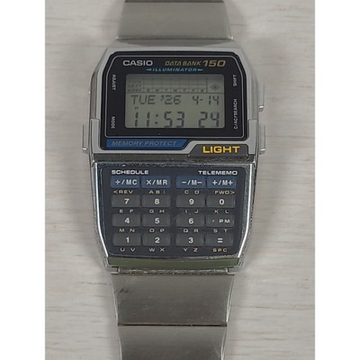 Casio Data Bank 150 Digital Calculator Watch Silver DBC-1500