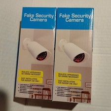 Fake Security Camera With Red Light  Easy Installation For Indoor Use-set of 2