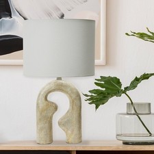 Resin Table Lamp with Linen Drum Shade