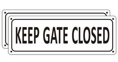 Keep Gate Closed Sign for Fence 2 Pack Metal Close Gate Signs 10'' x 3.5'' Alum