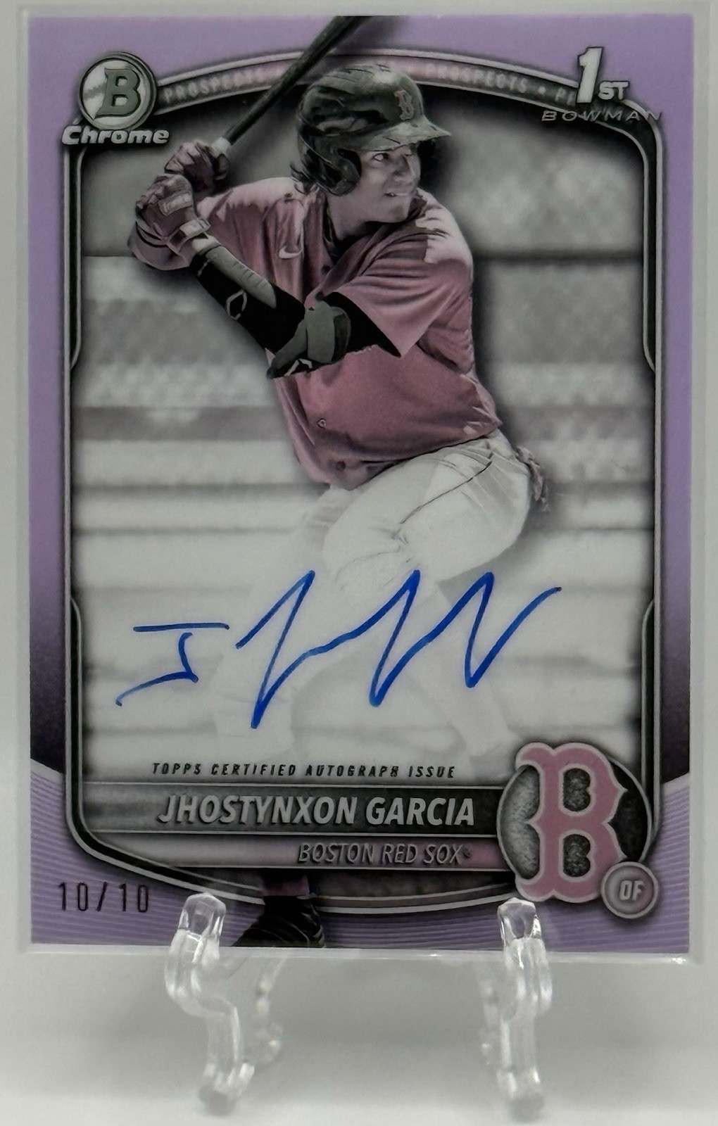 Jhostynxon Garcia 2025 Bowman Chrome 1st Pearl Refractor Auto /10! Red Sox