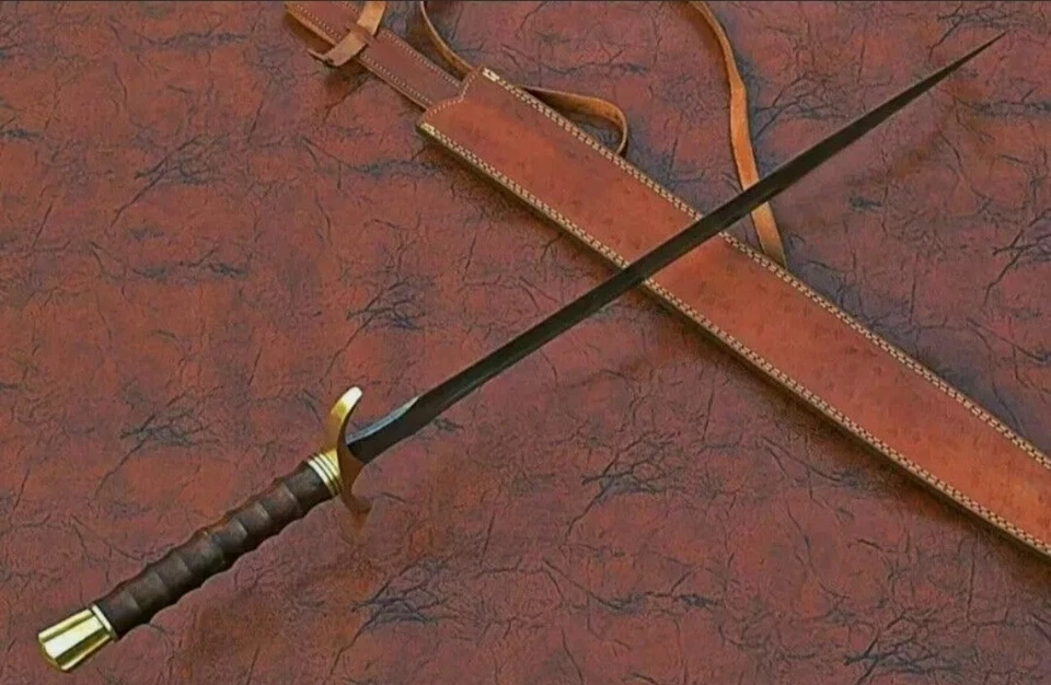 Custom Handmade Damascus Steel Viking SWORD With Rose Wood Handle - Bild 4 von 4