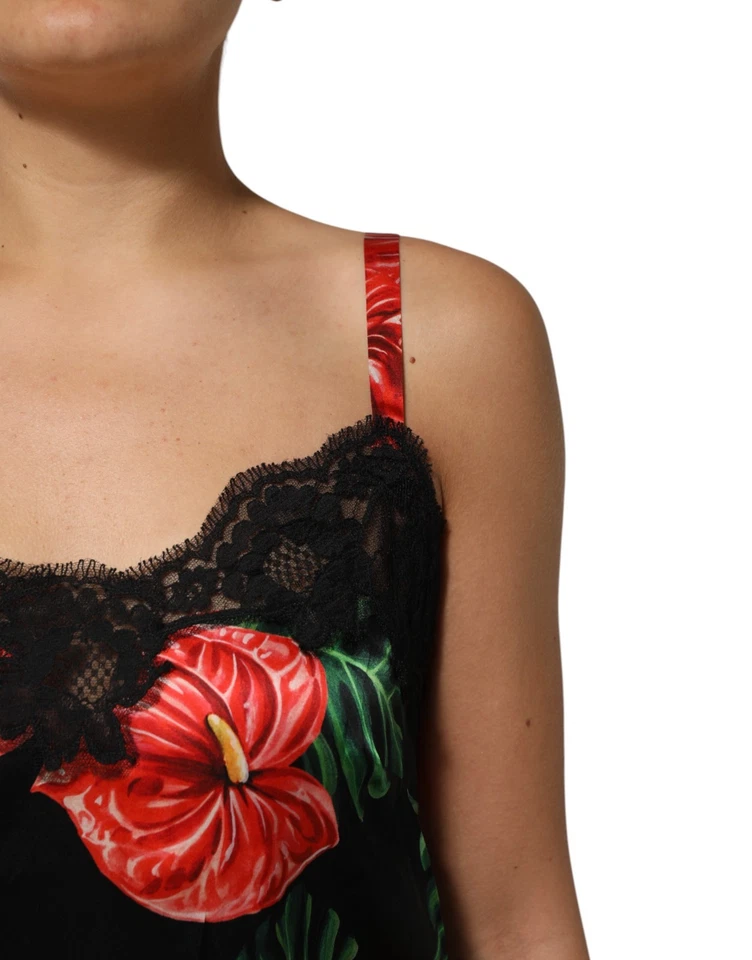 Vestido DOLCE & GABBANA Negro Floral Encaje Ribete Chemise Lencería IT4/US L 870usd Foto 4 de 4