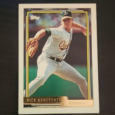 1992 Topps Rick Honeycutt #443 ERROR- RARE Copper/Bronze Foil Banner Var...