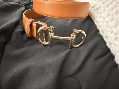 Salvatore Ferragamo Vintage Leather Gold Classic Buckle Designer waist luxury NEW Salvatore Ferragamo Revers Black Blue Leather Wide  main image 4