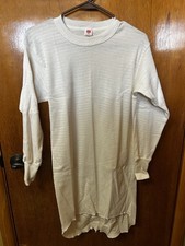 Vintage 90s Hanes Thermal Shirt Mens L 42/44 Waffle Knit Long John Classic White