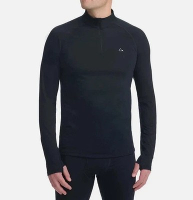Paradox Men's 1/4 Zip Merino Blend Performance Base Layer Top, Black, Size XL