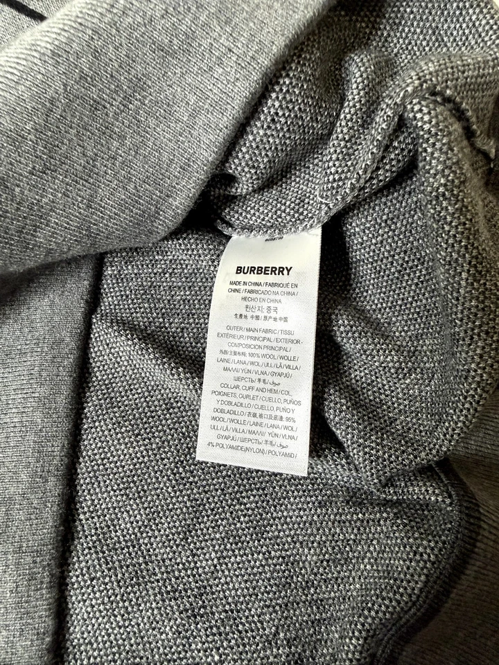 Suéter Burberry Jacquard de Lana a Cuadros y Rayas en Gris Talla L Foto 3 de 4