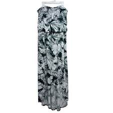NEW MAURICES FLORAL HIGH LOW MAXI DRESS GREEN WHITE SIZE M REMOVABLE STRAPS