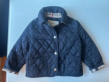 Preowned Burberry Baby Quilted Jacket Navy Blue 3y Toddler Unisex Boys Girls