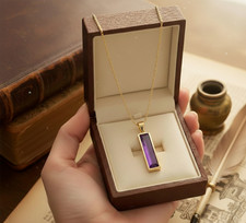 Amethyst Crystal Gold Pendant Necklace Protection Healing Stone Jwelry Spiritual