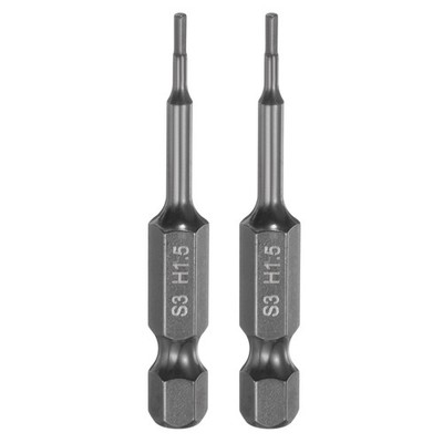 2x Flach-Sechskant-Bit H1.5 mit Magnetspitze für 1/4'' Sechskant 5cm S3-Stahl