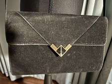 Vintage 80  s Velvet Envelope Clutch Purse Bag Gold Geometric Triangle