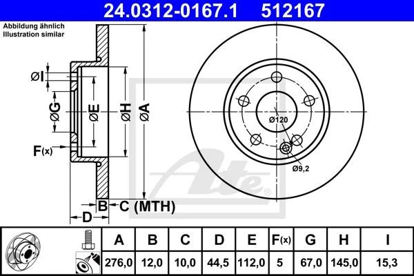 ATE Powerdisc Disques 276mm + Revêtements Avant pour Mercedes Classe A W169 - Photo 2/4