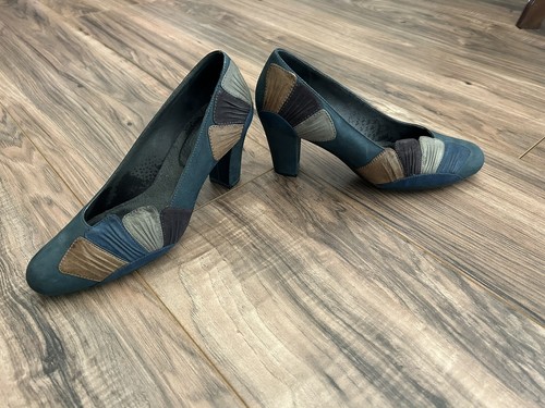 Camper TWS Womens Sz 36 Blue Heels Funky Artsy Pumps Flower Shoes - Picture 6 of 9