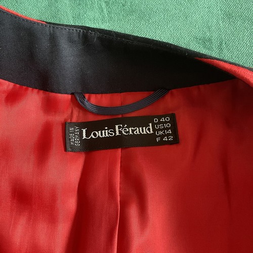 Louis Feraud Red Black Striped Fitted Cotton Button Front Jacket EUC Size 10 - Picture 6 of 12