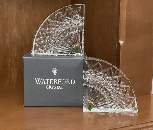 Waterford Heavy Cut Crystal Quadrant Bookends, Fan Style, Amazing Sparkle, MIB - Picture 3 of 20