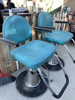 vintage Barber salon chair light blue