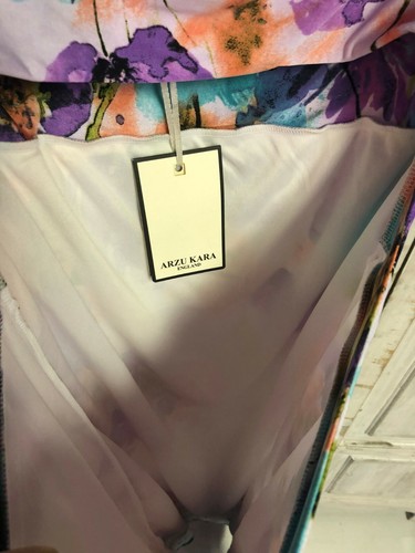 Strapless white long summer dress floral print turquoise purple Zimmerman M 12 - Picture 4 of 6