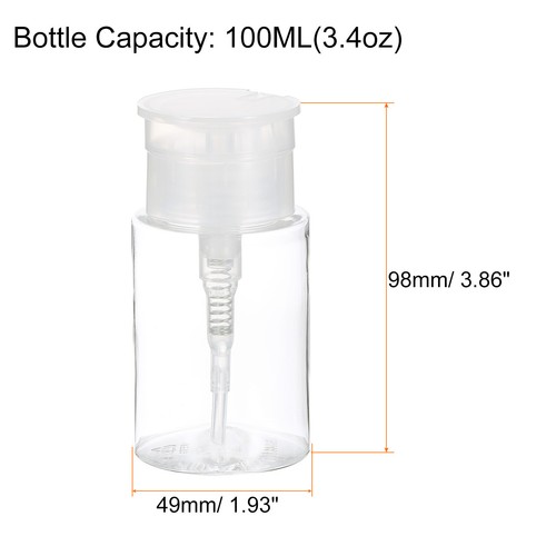 3 Stück Nagellackentferner Flasche 3,4 Unzen/100 ml Alkohol Push Down Pumpspender - Bild 2 von 6