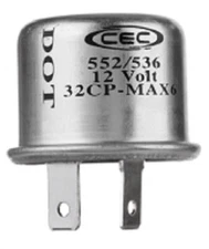 2-Prong Thermal Turn Signal Flasher Relay TF552/536, Two Pins, Round, 14 Amps