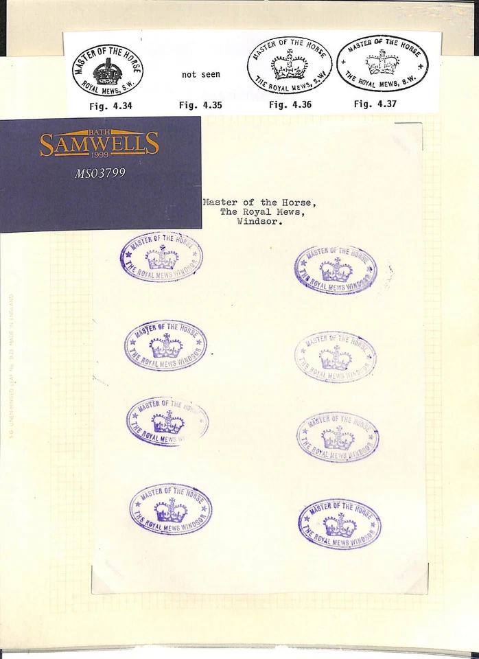 GB ROYALTY OFFICIAL Proof Postmarks *MASTER OF HORSE* Royal Mews Windsor MS3799 - Image 2 of 4
