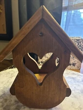 bird houses handmade Wooden With Hearts On The Side   And Rounded Bottom