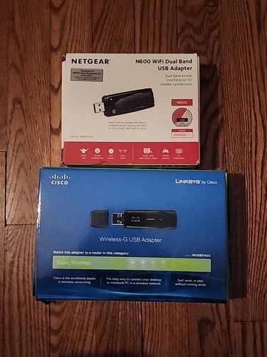 Wireless Both Wifi Adaptor NETGEAR N600 Dual Band Cisco Linksys G USB Internet - Picture 1 of 12