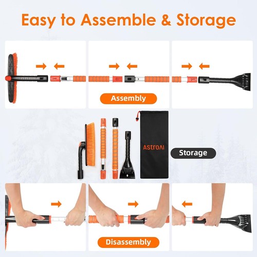 47.2" Ice Scraper & Extendable Snow Brush - Foam Grip, 360° Head, for Cars - Picture 39 of 40