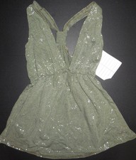 NWOT Olive Foil Print V-Neck Racer Back Hip Hop Dance Top Ladies Small Adult