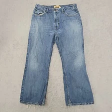 Y2K Old Navy's Boot-Cut Mens Jeans 36x30 Blue Ripped hem   JCT