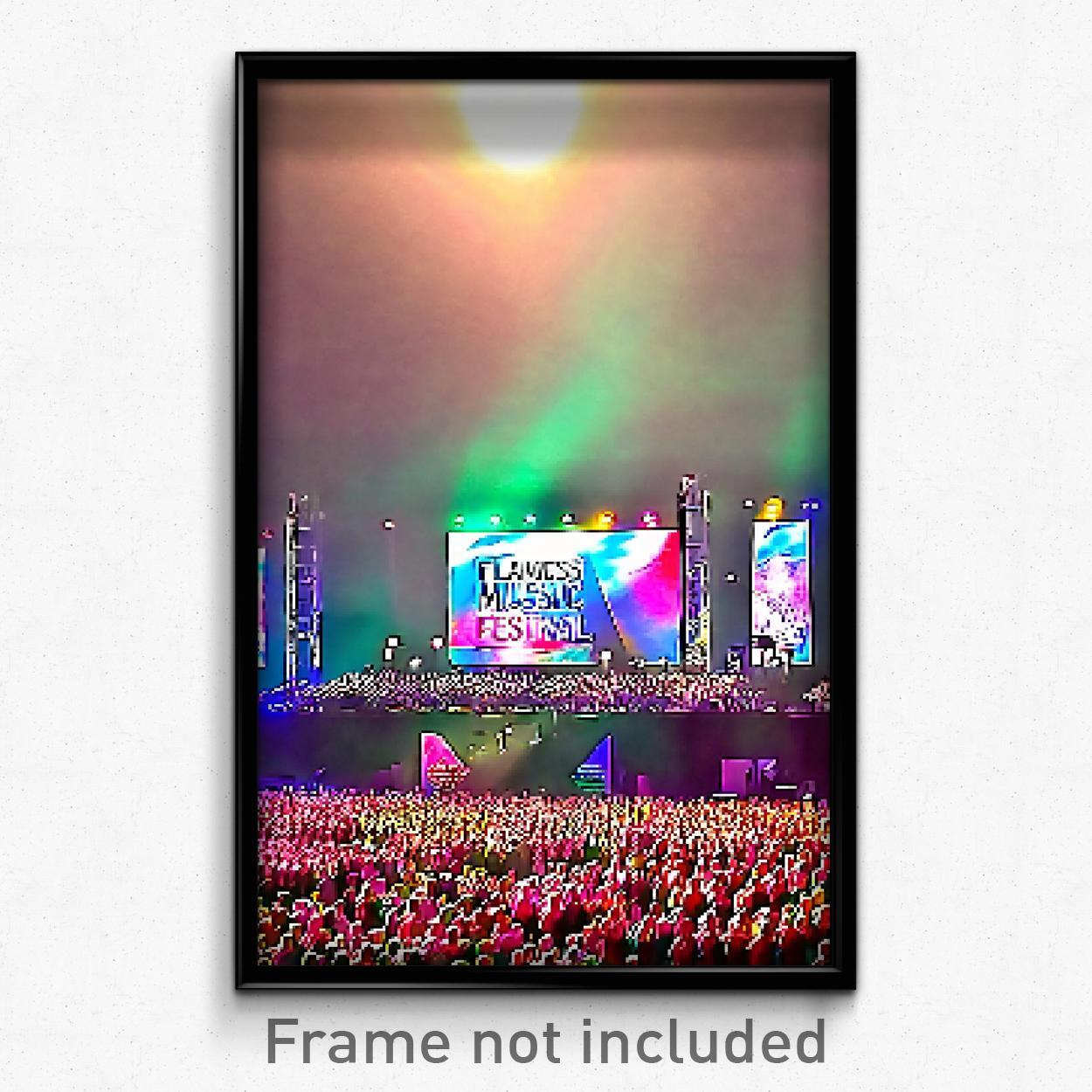 Pixel Art Poster - Flawless Music Festival (8 Bit Psychedelic Video Game Print)