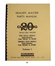 Clausing 20" Drill Press 22S & 22V Series Parts Manual 64 pages *41