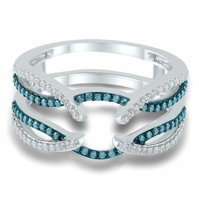 1/2 Ct Blue & White Natural Diamond Ring Enhancer in 14K White Gold | eBay